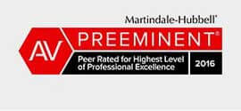 Martindale-Hubbell AV Preeminent Peer Rated for Highest Level of Professional Excellence 2016